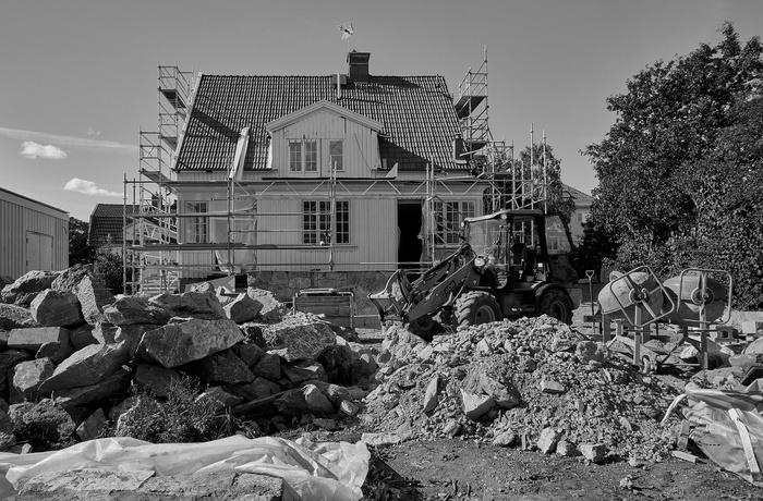 Villa i Bromma mitt i byggprocessen